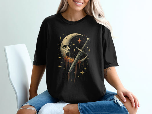 Enchanted Moon Art Graphic Tee Shirt Trendy Product Type