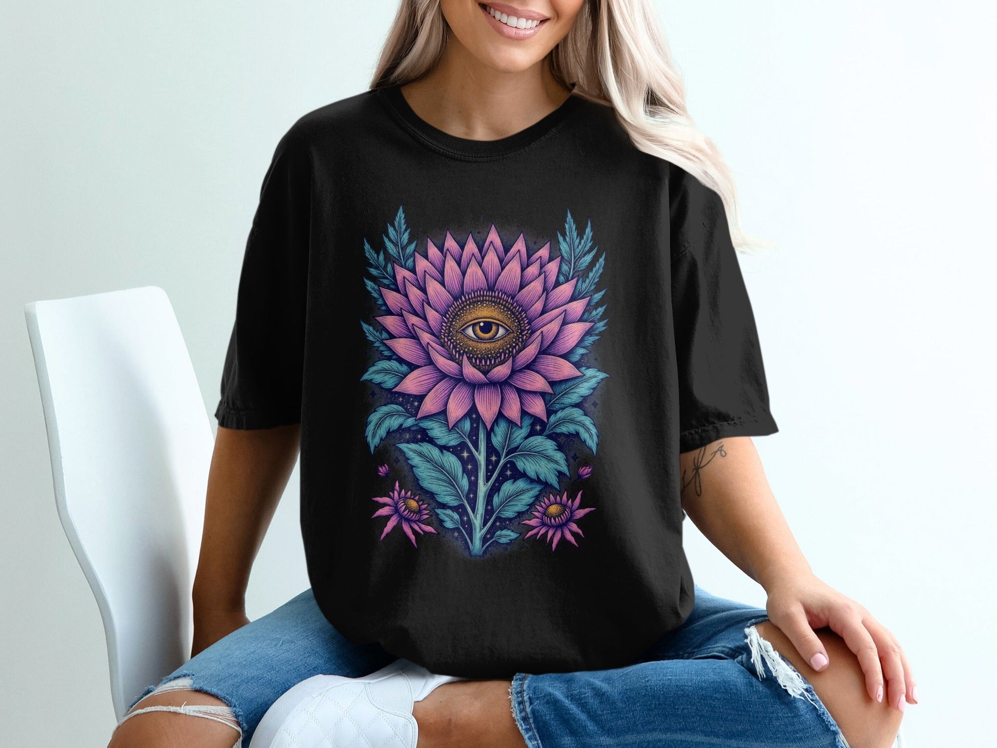 Floral Blossom Vision Eye Trendy Graphic Design T-Shirt - IconVexa
