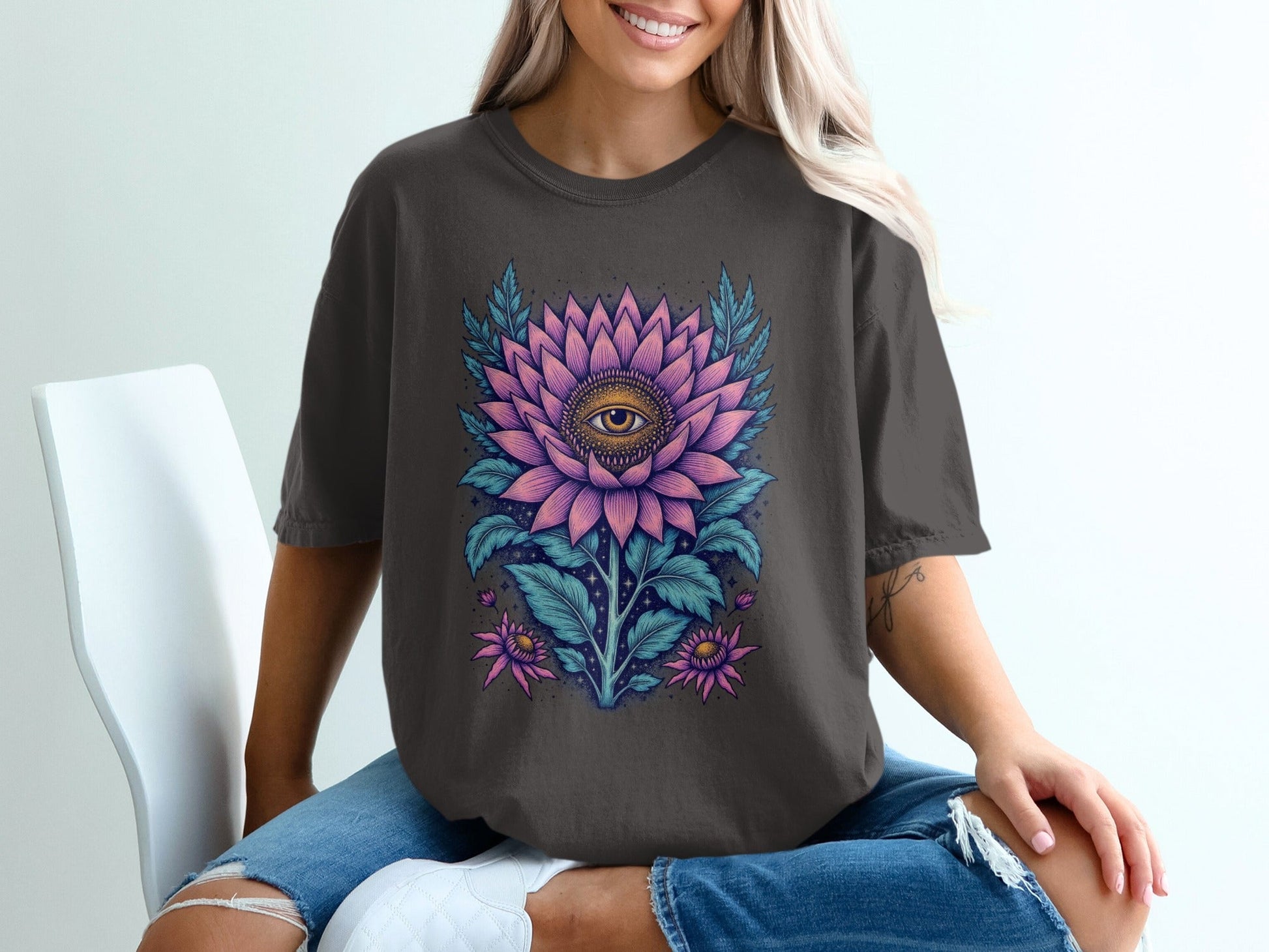 Floral Blossom Vision Eye Trendy Graphic Design T-Shirt - IconVexa