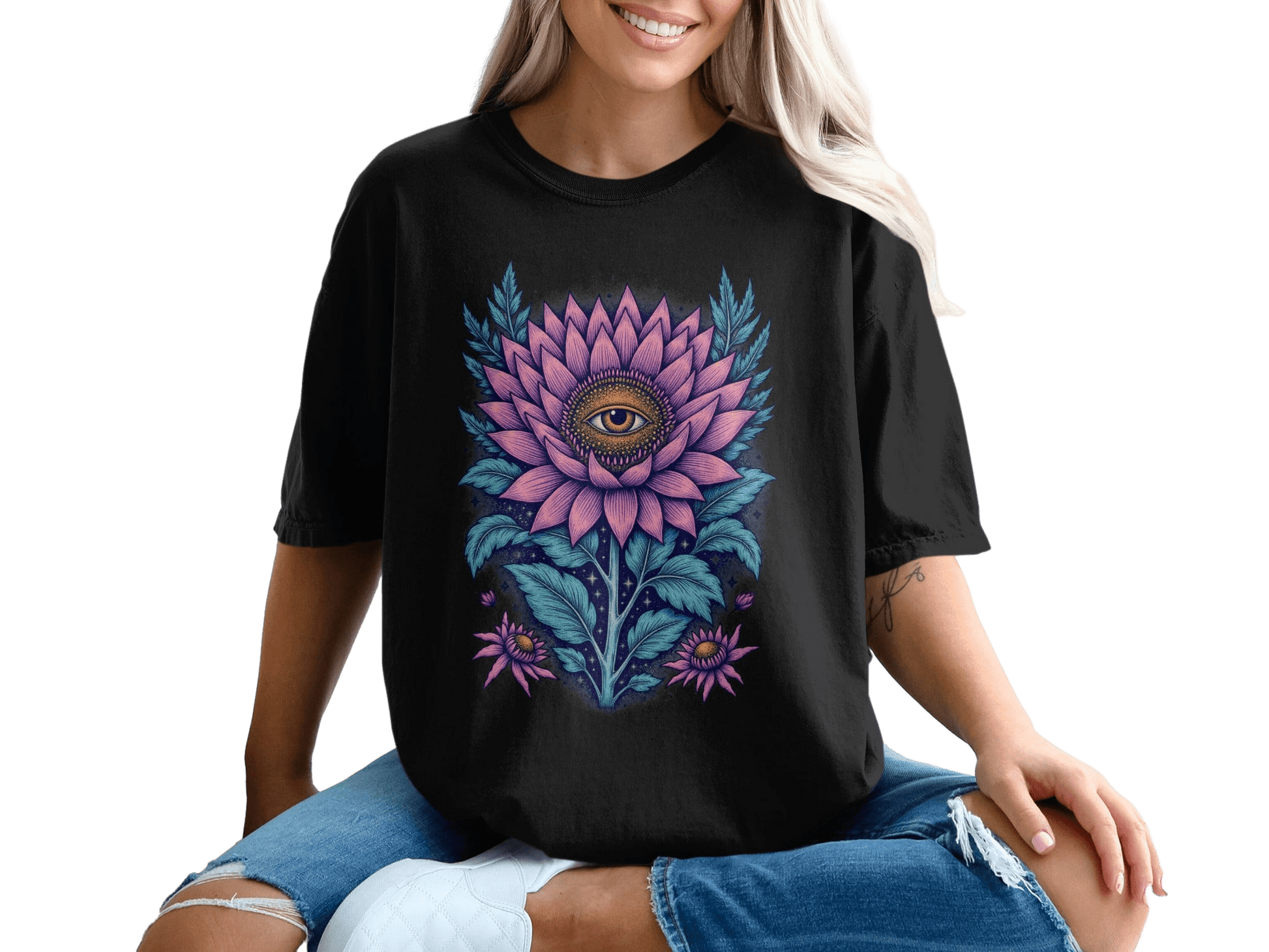 Floral Blossom Vision Eye Trendy Graphic Design T-Shirt - IconVexa