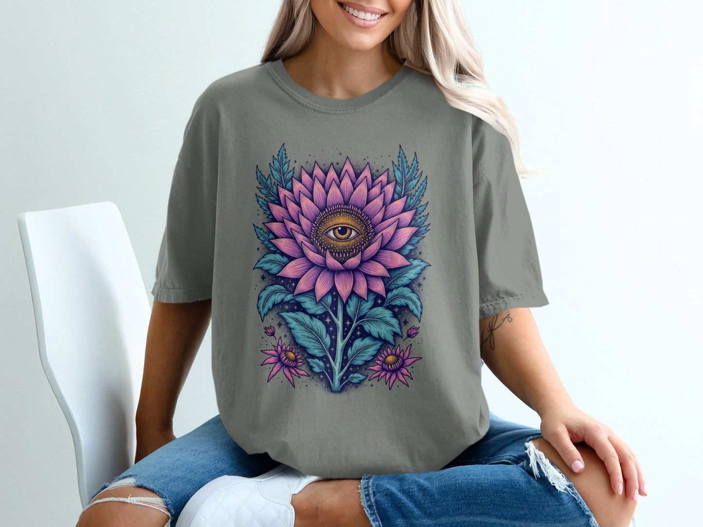 Floral Blossom Vision Eye Trendy Graphic Design T-Shirt - IconVexa