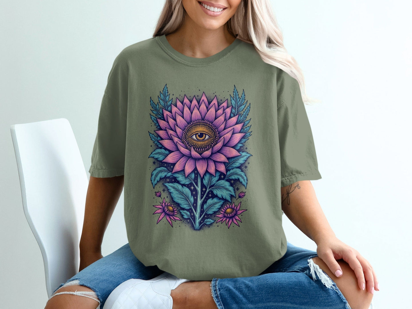 Floral Blossom Vision Eye Trendy Graphic Design T-Shirt - IconVexa