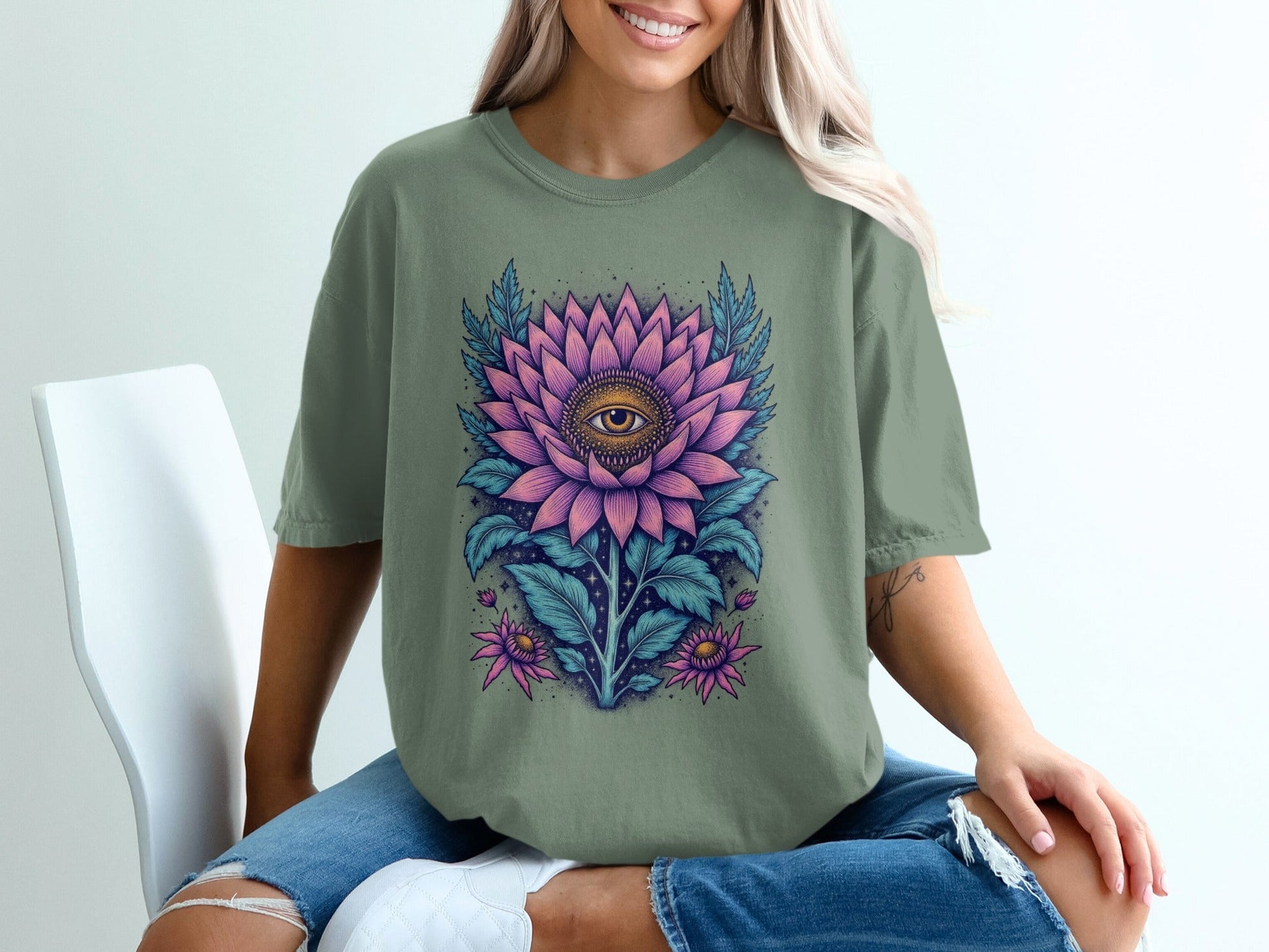 Floral Blossom Vision Eye Trendy Graphic Design T-Shirt - IconVexa