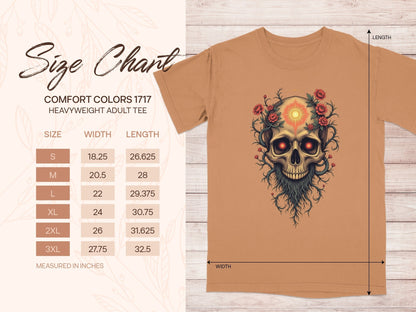Floral Skull Design With Glowing Eyes Unisex T-Shirt - IconVexa