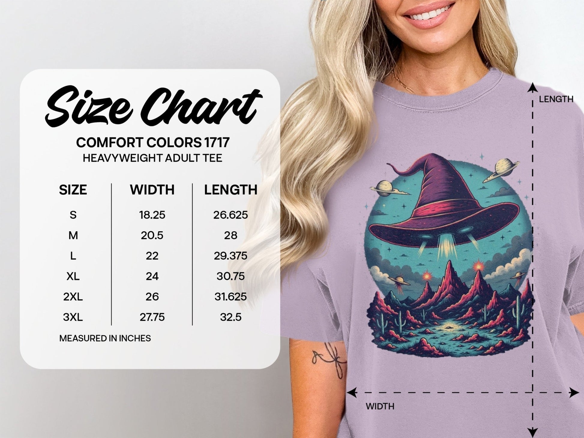 Flying Witch Hat UFO Desert Landscape Graphic Unisex T-Shirt - IconVexa