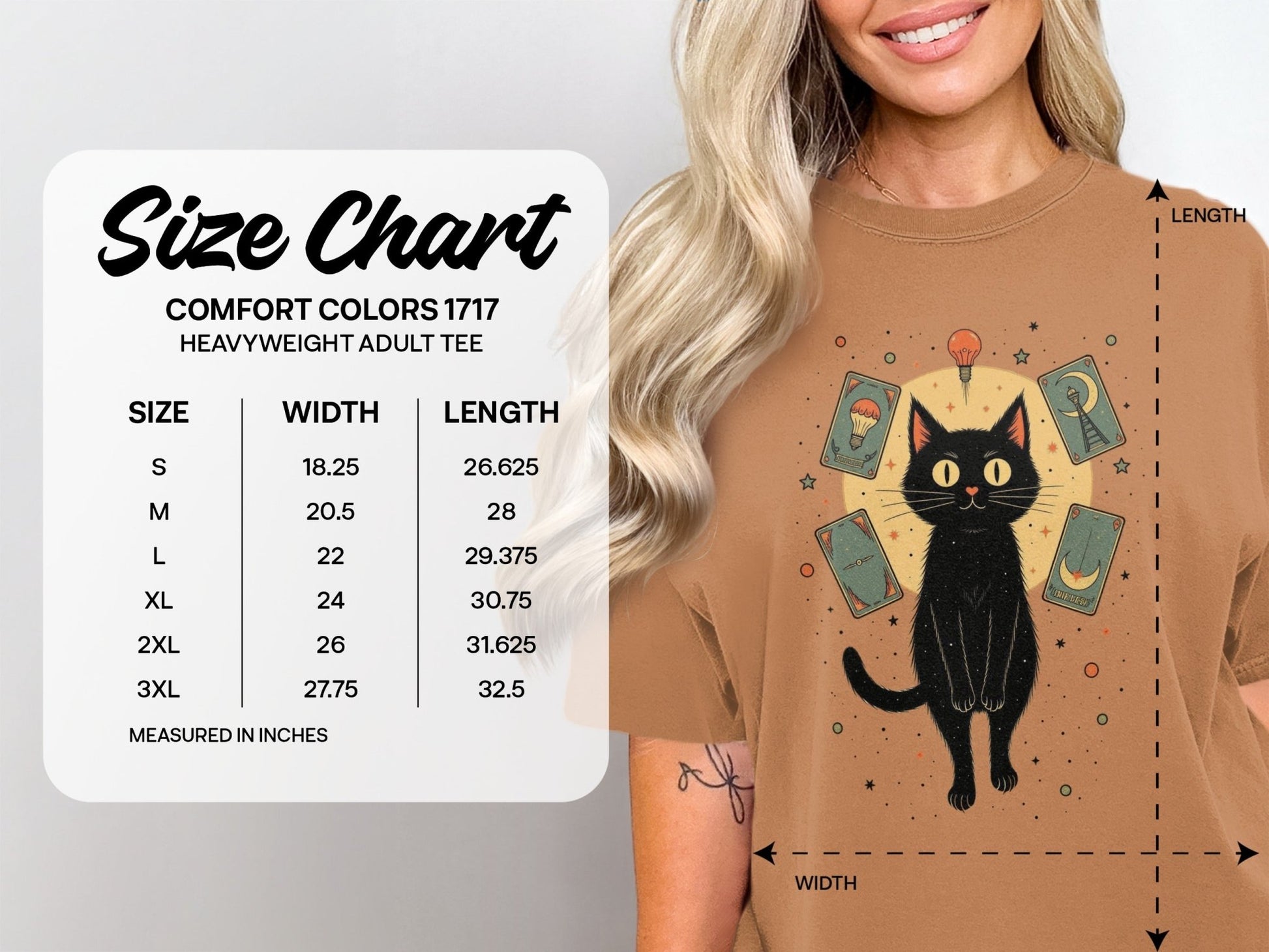 Fortune Teller Cat Tarot Cards Around It Illustration T-Shirt - IconVexa