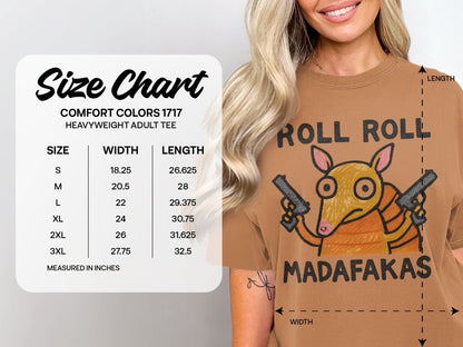 Funny Armadillo T Shirt, Roll Roll Madafakas Tee, Animal T Shirt, Cartoon Armadillo Shirt, Novelty T Shirt, Graphic Tee, Unisex T Shirt - IconVexa