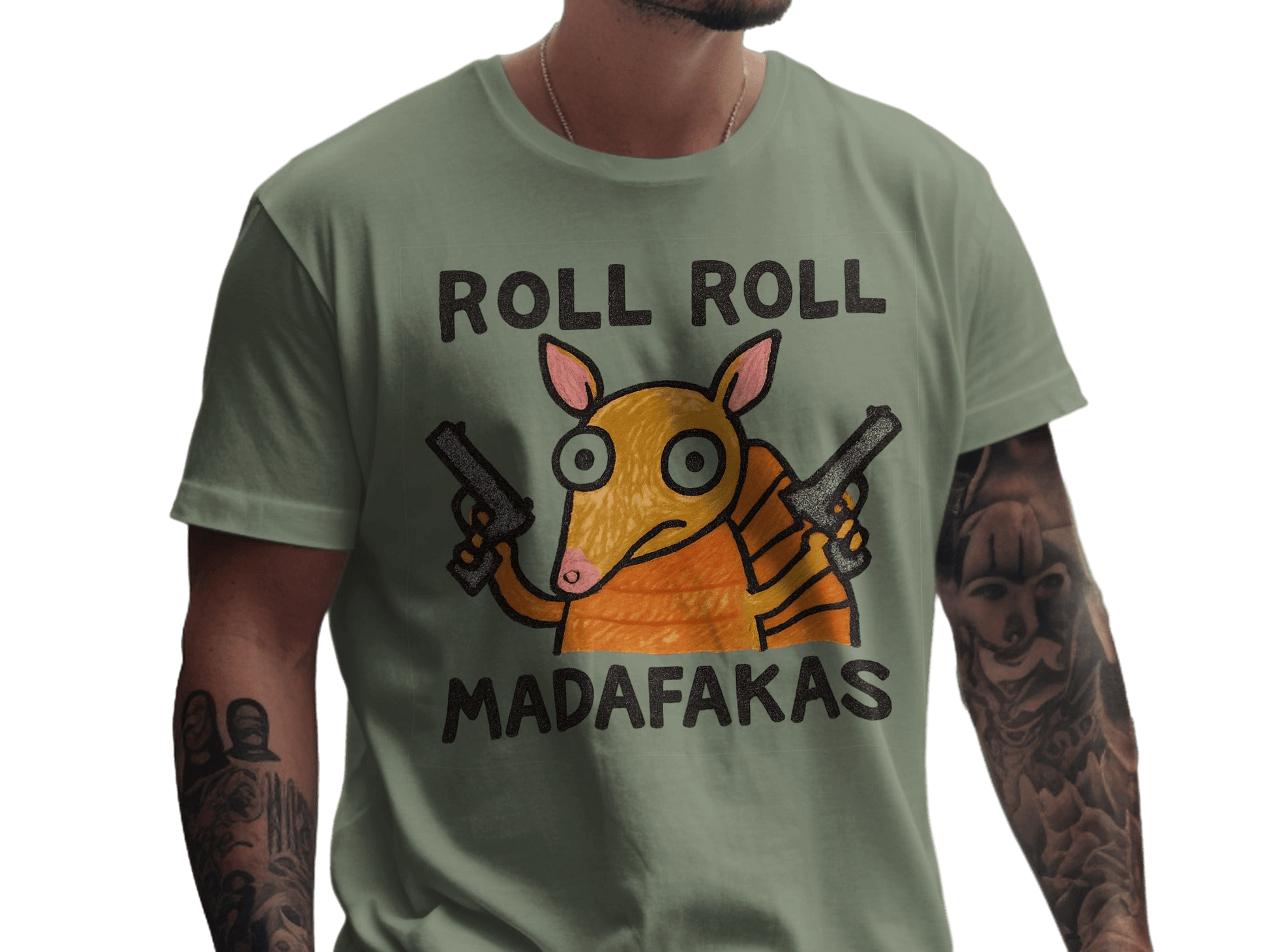 Funny Armadillo T Shirt, Roll Roll Madafakas Tee, Animal T Shirt, Cartoon Armadillo Shirt, Novelty T Shirt, Graphic Tee, Unisex T Shirt - IconVexa