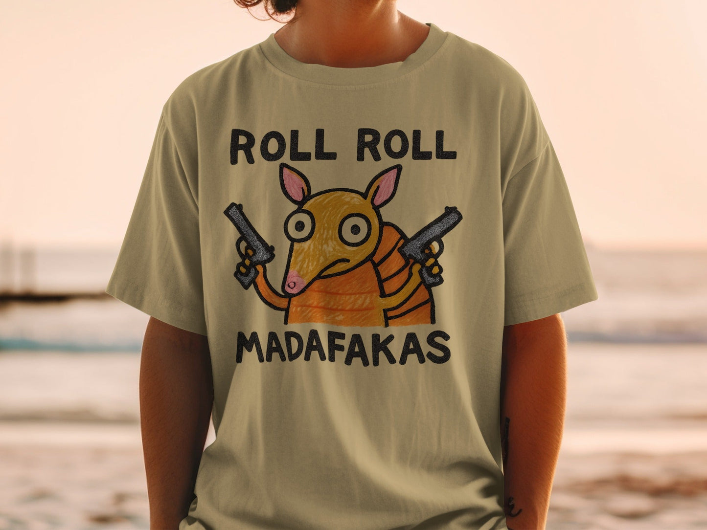 Funny Armadillo T Shirt, Roll Roll Madafakas Tee, Animal T Shirt, Cartoon Armadillo Shirt, Novelty T Shirt, Graphic Tee, Unisex T Shirt - IconVexa