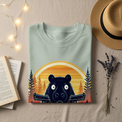 Funny Bear T-Shirt, Pew Pew Madafakas Tee, Animal Graphic Shirt, Trendy Meme Shirt, Humorous Bear with Guns Tee, Unique Design T-Shirt - IconVexa