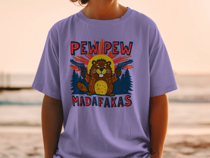 Funny Beaver Shirt, Pew Pew Tee, Mad Tee Shirt, Novelty Animal T-Shirt, Meme T-Shirt, Sarcastic Shirt, Graphic Tee, Unisex Top - IconVexa