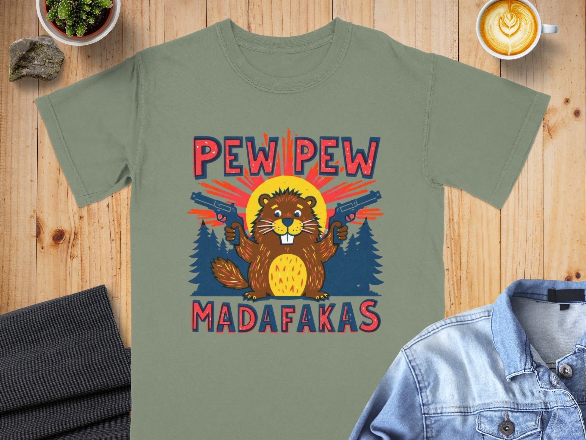 Funny Beaver Shirt, Pew Pew Tee, Mad Tee Shirt, Novelty Animal T-Shirt, Meme T-Shirt, Sarcastic Shirt, Graphic Tee, Unisex Top - IconVexa