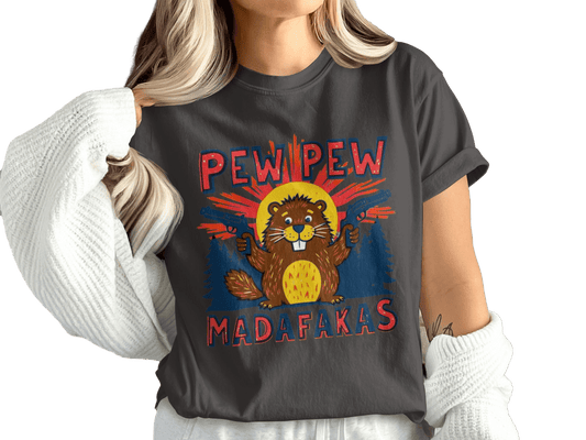 Funny Beaver Shirt, Pew Pew Tee, Mad Tee Shirt, Novelty Animal T-Shirt, Meme T-Shirt, Sarcastic Shirt, Graphic Tee, Unisex Top - IconVexa