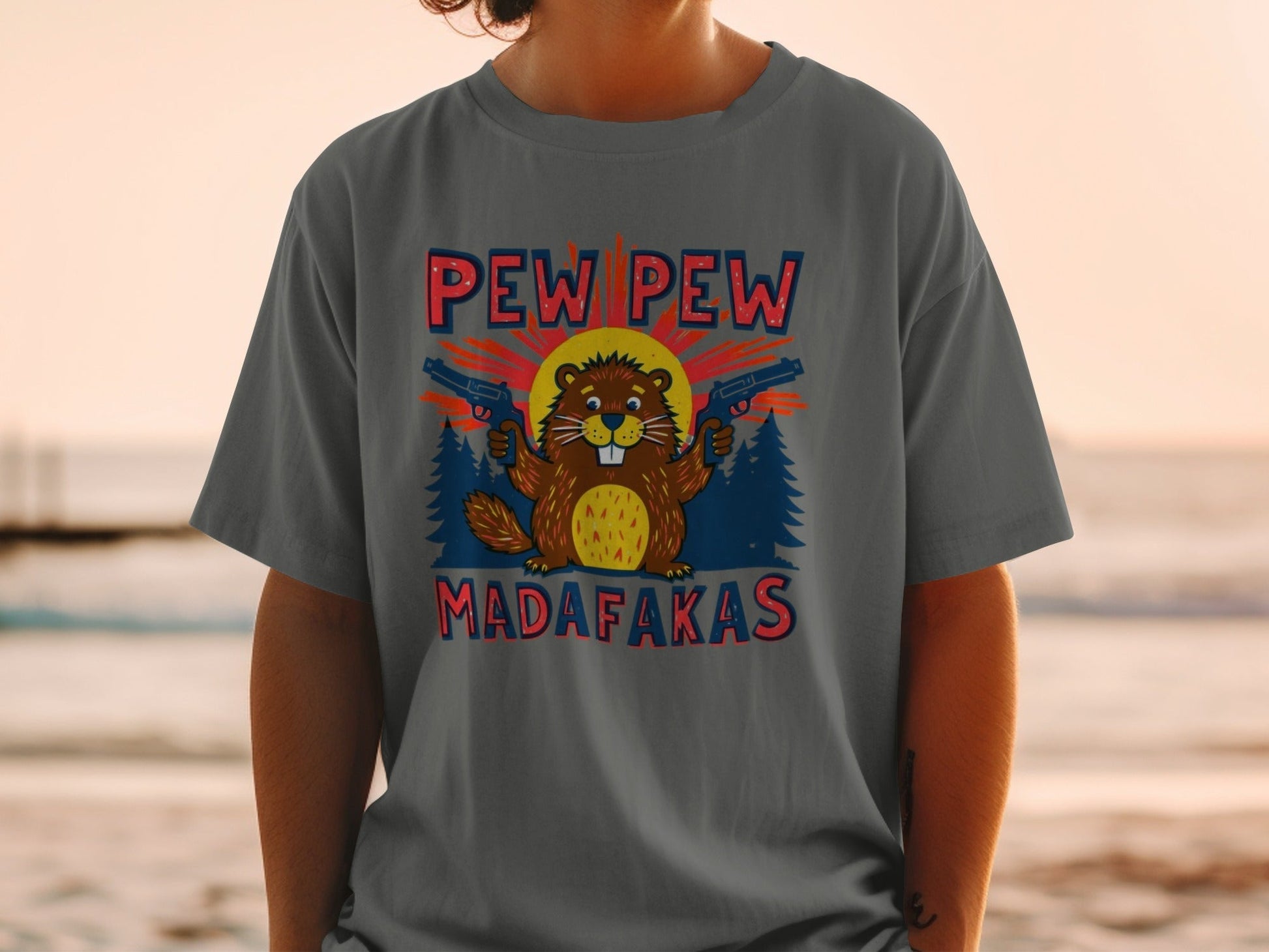 Funny Beaver Shirt, Pew Pew Tee, Mad Tee Shirt, Novelty Animal T-Shirt, Meme T-Shirt, Sarcastic Shirt, Graphic Tee, Unisex Top - IconVexa