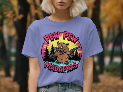 Funny Beaver T-Shirt, Pew Pew Madafkas Tee, Graphic Beaver Shirt, Gift for Beaver Lovers, Cute Animal Shirt, Novelty T-Shirt, Unisex T-Shirt - IconVexa