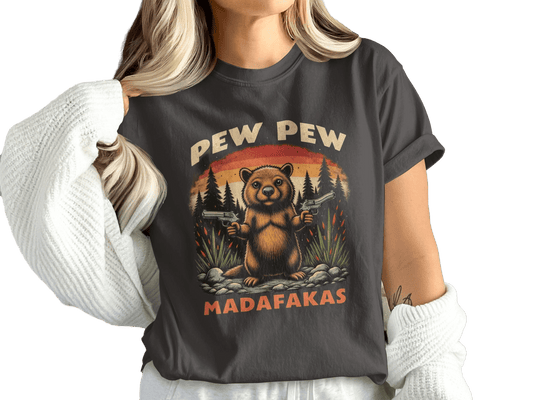Funny Beaver T-Shirt, Pew Pew Shirt, Madfakas Tee, Meme T-Shirt, Animal Shirt, Graphic Tee, Sarcastic Shirt, Novelty Shirt - IconVexa