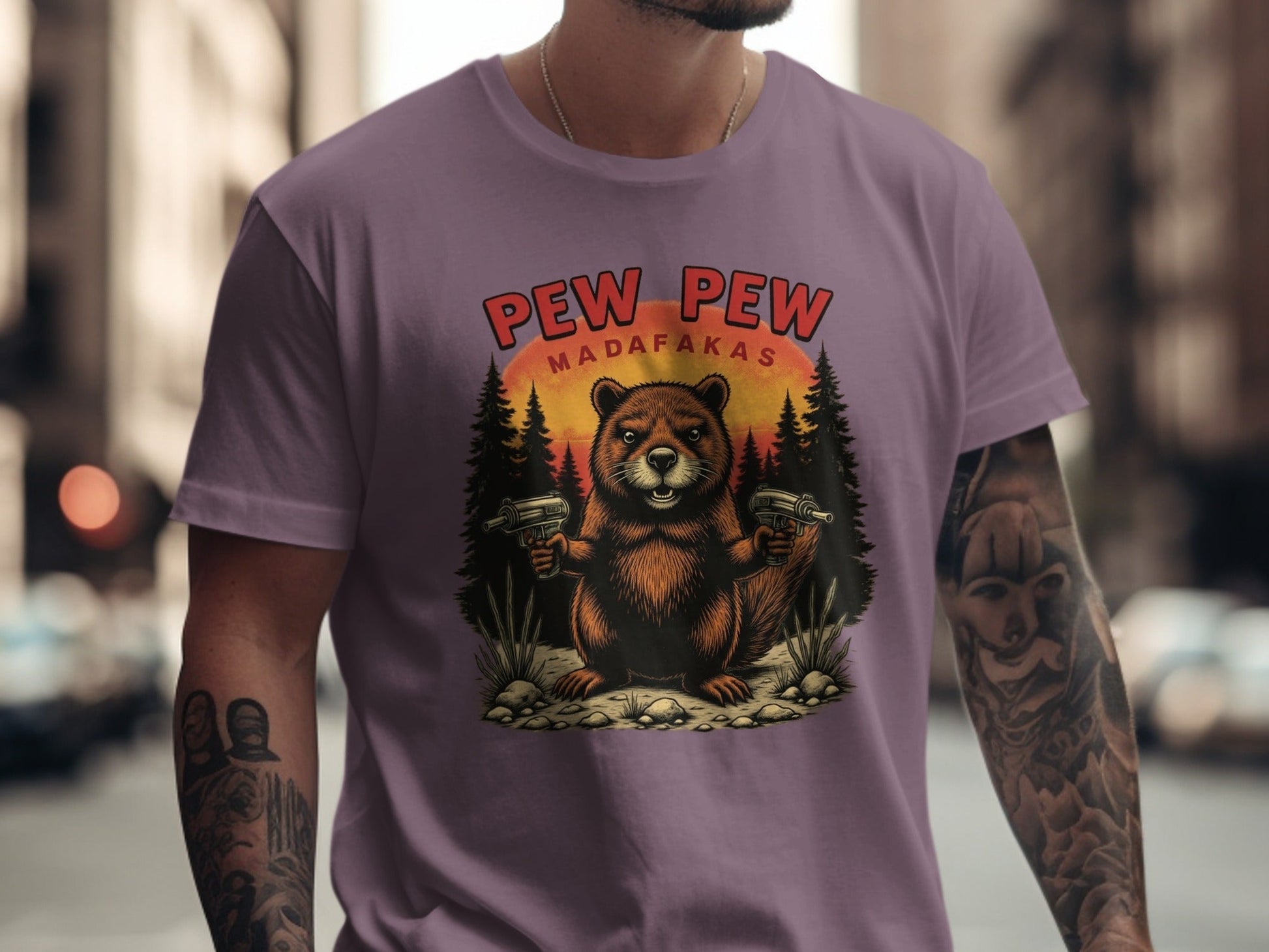 Funny Beaver T Shirt, Pew Pew T-shirt, Sarcastic Tee Shirt, Animal T-Shirt, Meme T-shirt, Novelty Tee, Graphic T-shirt - IconVexa
