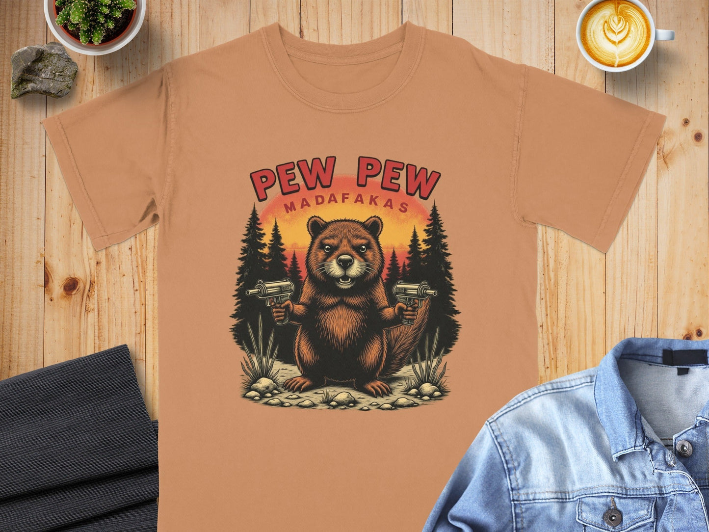 Funny Beaver T Shirt, Pew Pew T-shirt, Sarcastic Tee Shirt, Animal T-Shirt, Meme T-shirt, Novelty Tee, Graphic T-shirt - IconVexa