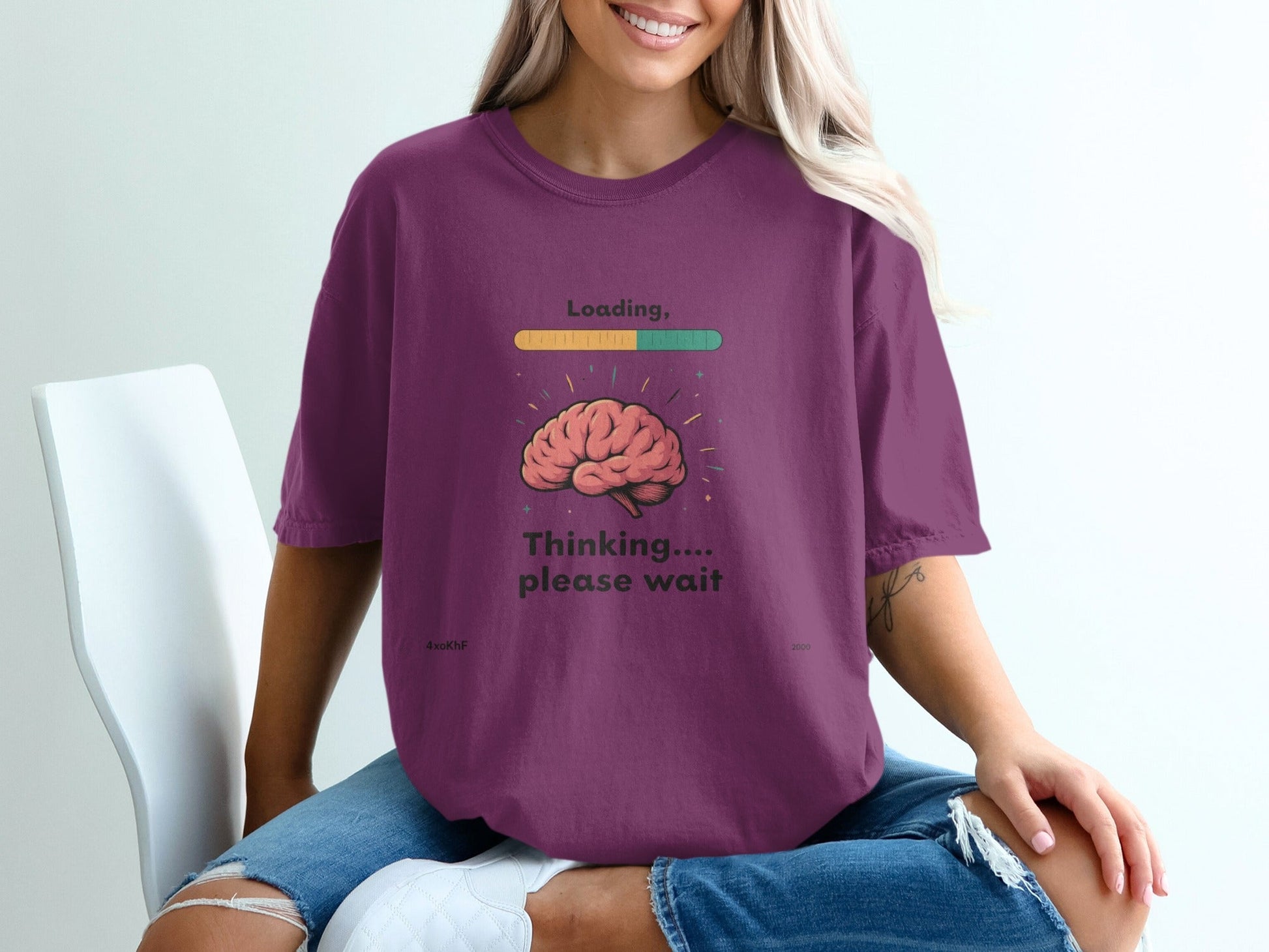 Funny Brain T-Shirt, Thinking Loading Tee, Sarcastic T-Shirt, Novelty Graphic T-Shirt, Geeky Shirt, Unisex T-Shirt, Gift for Thinkers - IconVexa
