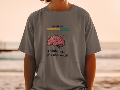 Funny Brain T-Shirt, Thinking Loading Tee, Sarcastic T-Shirt, Novelty Graphic T-Shirt, Geeky Shirt, Unisex T-Shirt, Gift for Thinkers - IconVexa