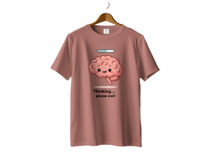 Funny Brain T Shirt, Thinking Please Wait Tee, Cute Brain Loading Shirt, Cartoon Brain Top, Geek T-Shirt, Nerd Shirt, Graphic Tee, Unisex - IconVexa