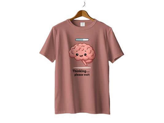 Funny Brain T Shirt, Thinking Please Wait Tee, Cute Brain Loading Shirt, Cartoon Brain Top, Geek T-Shirt, Nerd Shirt, Graphic Tee, Unisex - IconVexa