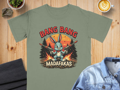 Funny Bunny Shirt, Bang Bang Tee, Offensive Rabbit T Shirt, Easter Bunny Tee, Mad Rabbit T-Shirt, Sarcastic Bunny Shirt, Novelty T-Shirt - IconVexa