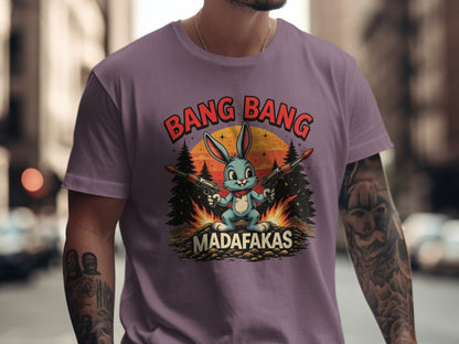 Funny Bunny Shirt, Bang Bang Tee, Offensive Rabbit T Shirt, Easter Bunny Tee, Mad Rabbit T-Shirt, Sarcastic Bunny Shirt, Novelty T-Shirt - IconVexa