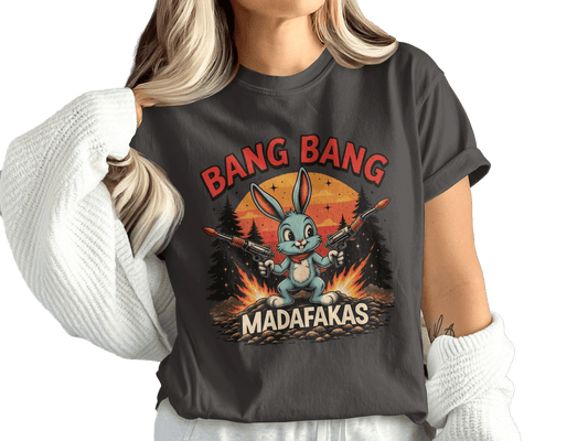Funny Bunny Shirt, Bang Bang Tee, Offensive Rabbit T Shirt, Easter Bunny Tee, Mad Rabbit T-Shirt, Sarcastic Bunny Shirt, Novelty T-Shirt - IconVexa