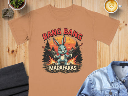 Funny Bunny Shirt, Bang Bang Tee, Offensive Rabbit T Shirt, Easter Bunny Tee, Mad Rabbit T-Shirt, Sarcastic Bunny Shirt, Novelty T-Shirt - IconVexa