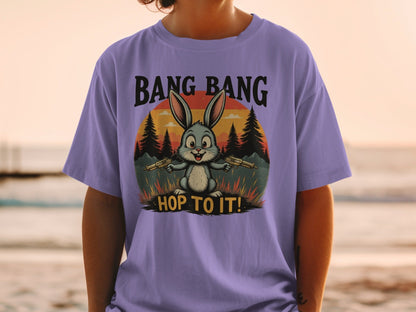 Funny Bunny T Shirt, Bang Bang Tee, Rabbit Lover Shirt, Easter Gift Shirt, Bunny with Guns T Shirt, Hop To It Shirt, Animal Lover Tee - IconVexa