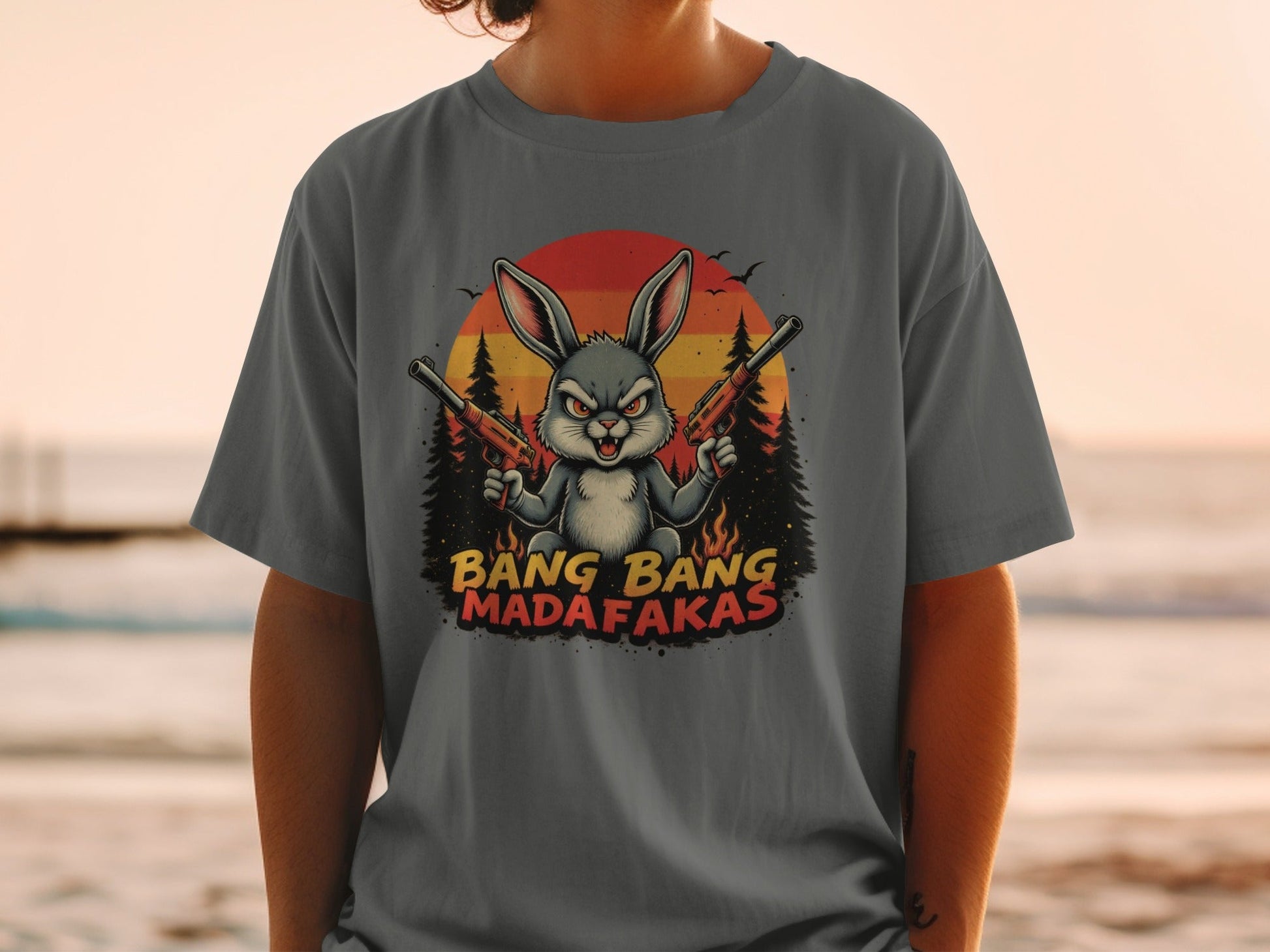 Funny Bunny T-Shirt, Gangster Rabbit Tee, Novelty Bunny Shirt, Sarcastic Bunny Tee, Animal Lover Shirt, Graphic T-Shirt, Unique Bunny Tee - IconVexa