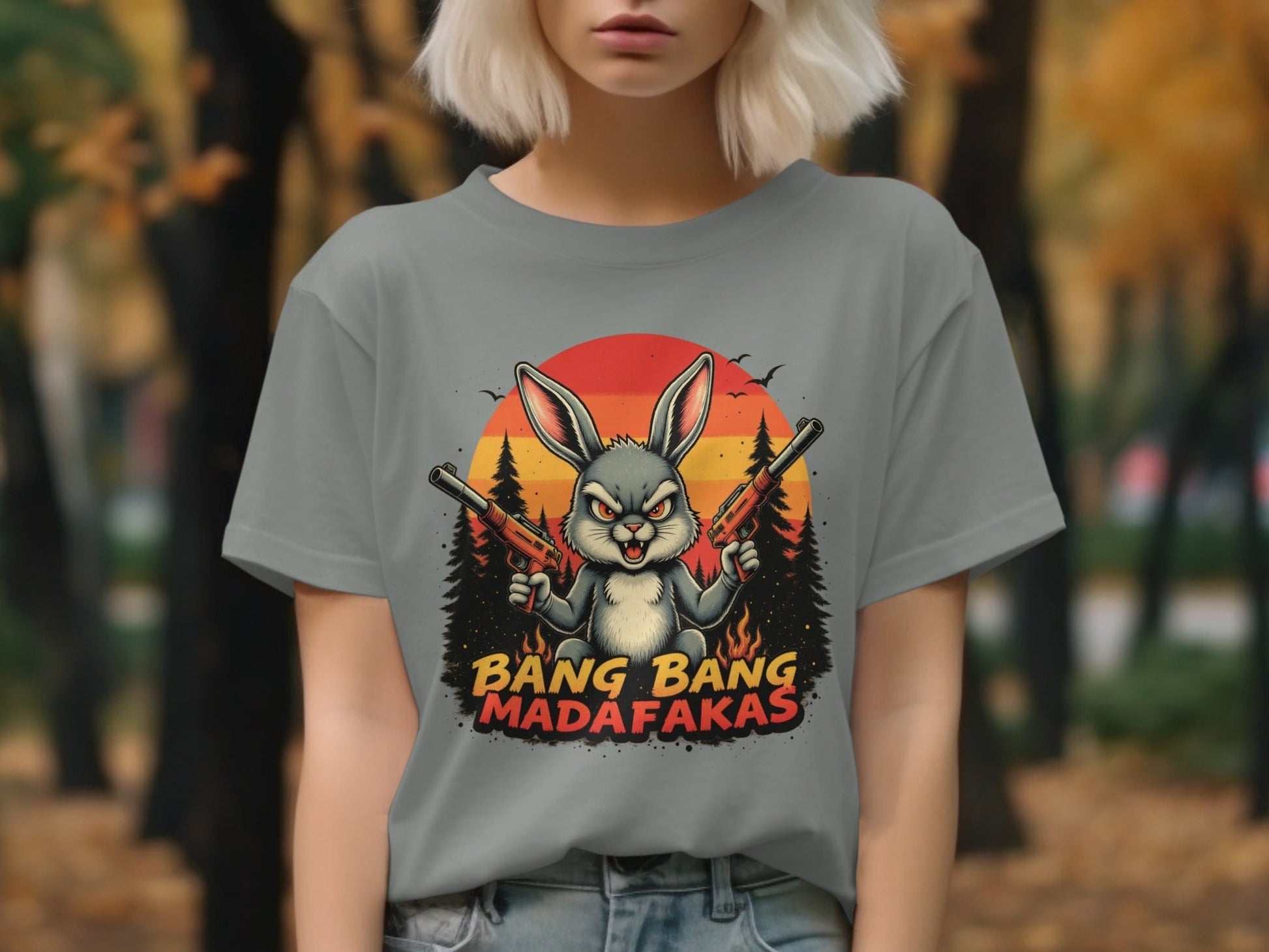 Funny Bunny T-Shirt, Gangster Rabbit Tee, Novelty Bunny Shirt, Sarcastic Bunny Tee, Animal Lover Shirt, Graphic T-Shirt, Unique Bunny Tee - IconVexa