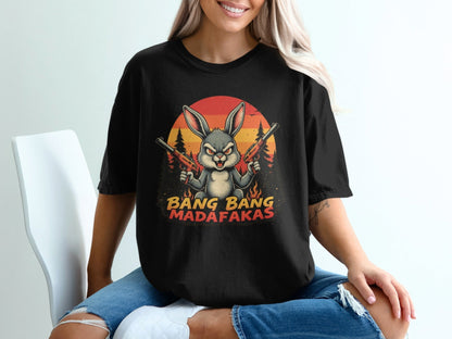 Funny Bunny T-Shirt, Gangster Rabbit Tee, Novelty Bunny Shirt, Sarcastic Bunny Tee, Animal Lover Shirt, Graphic T-Shirt, Unique Bunny Tee - IconVexa