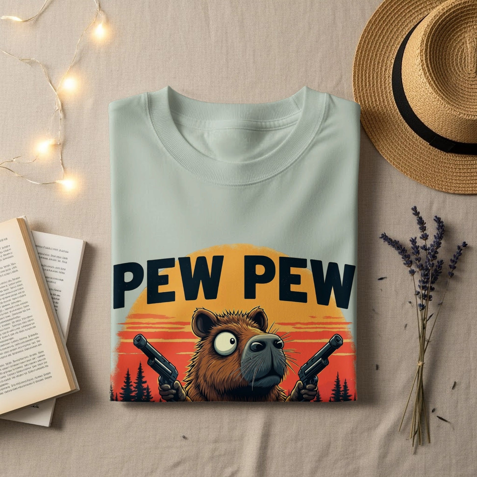 Funny Capybara T-Shirt, Pew Pew Madafakas Tee, Cute Rodent Shirt, Unique Animal Graphic, Trendy Novelty Apparel, Gift Idea for Her Him - IconVexa