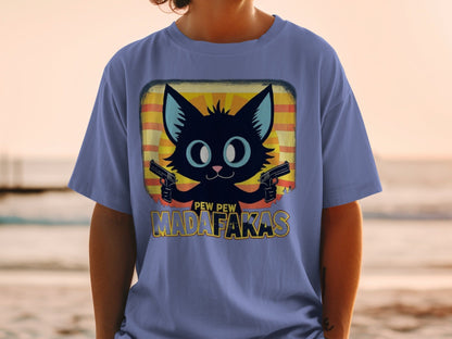 Funny Cat T-Shirt, Pew Pew Madafakas Tee, Gangster Cat Shirt, Kitten Lover Gift, Cool Graphic Tee, Unique Cat Design, Trendy T-Shirt - IconVexa