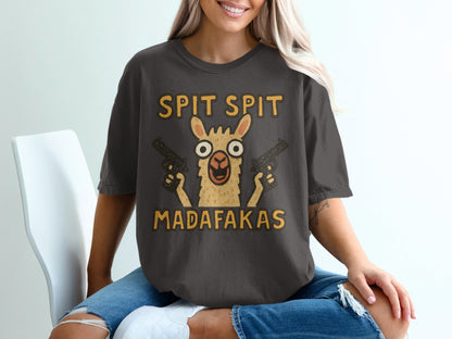 Funny Llama T-Shirt, Spit Spit, Madafakas, Novelty Tee, Animal Pun Shirt, Humor T-Shirt, Trendy T-Shirt, Gift Idea, Graphic Tee - IconVexa