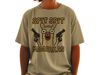 Funny Llama T-Shirt, Spit Spit, Madafakas, Novelty Tee, Animal Pun Shirt, Humor T-Shirt, Trendy T-Shirt, Gift Idea, Graphic Tee - IconVexa