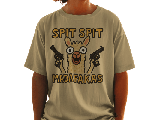 Funny Llama T-Shirt, Spit Spit, Madafakas, Novelty Tee, Animal Pun Shirt, Humor T-Shirt, Trendy T-Shirt, Gift Idea, Graphic Tee - IconVexa