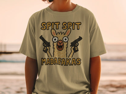 Funny Llama T-Shirt, Spit Spit, Madafakas, Novelty Tee, Animal Pun Shirt, Humor T-Shirt, Trendy T-Shirt, Gift Idea, Graphic Tee - IconVexa