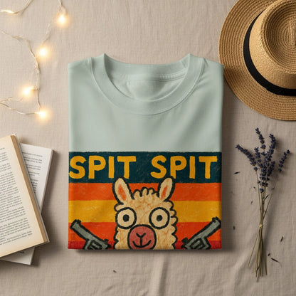 Funny Llama T-Shirt, Spit Spit Madafakas Tee, Novelty Animal Shirt, Retro Style T-Shirt, Gift for Llama Lovers, Trending Design Tee - IconVexa