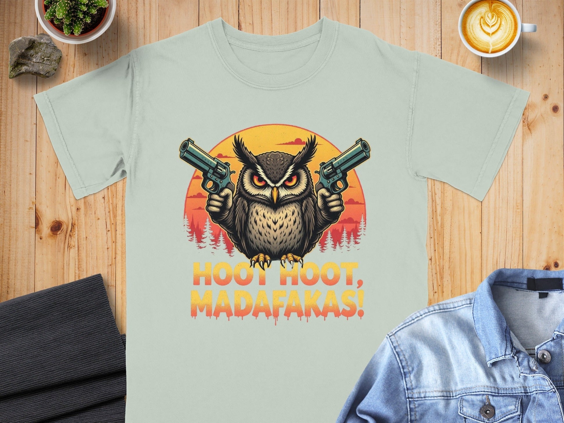 Funny Owl T-Shirt, Hoot Hoot Madafakas Tee, Gangster Owl With Guns T-Shirt, Sarcastic Owl Shirt, Unique Graphic Tee For Owl Lovers - IconVexa