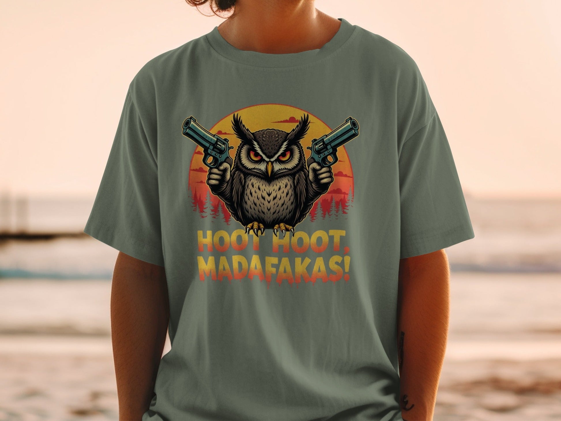 Funny Owl T-Shirt, Hoot Hoot Madafakas Tee, Gangster Owl With Guns T-Shirt, Sarcastic Owl Shirt, Unique Graphic Tee For Owl Lovers - IconVexa