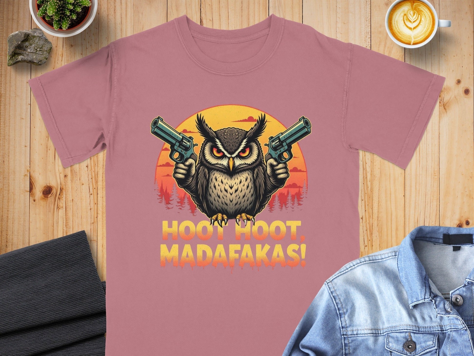 Funny Owl T-Shirt, Hoot Hoot Madafakas Tee, Gangster Owl With Guns T-Shirt, Sarcastic Owl Shirt, Unique Graphic Tee For Owl Lovers - IconVexa