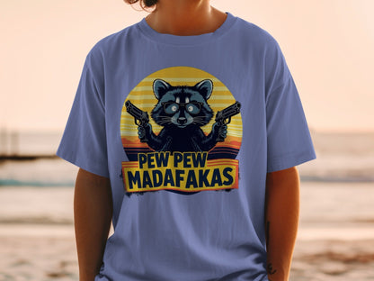 Funny Raccoon T-Shirt, Pew Pew Madafakas Tee, Gangster Animal Shirt, Graphic T-Shirt, Cool Raccoon Design, Novelty T-Shirt - IconVexa