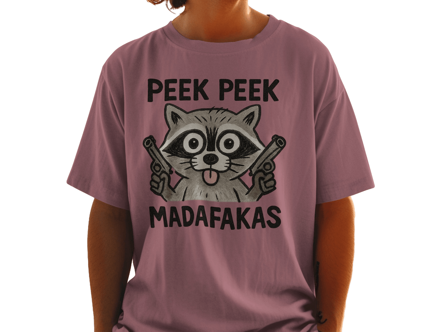 Funny Raccoon Tee Shirt, Gangster Animal T-Shirt, Peek Peek Madafakas T-Shirt, Novelty Humor Shirt, Trending T-Shirt Design - IconVexa