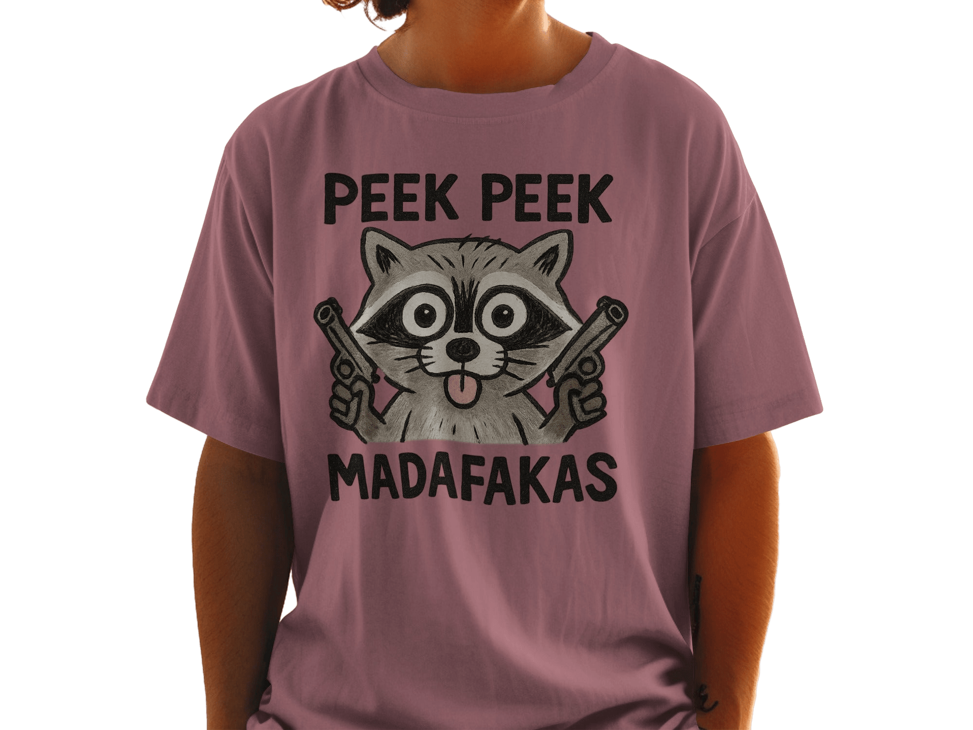 Funny Raccoon Tee Shirt, Gangster Animal T-Shirt, Peek Peek Madafakas T-Shirt, Novelty Humor Shirt, Trending T-Shirt Design - IconVexa
