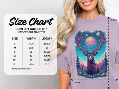 Galactic Deer Graphic Under The Planets Aesthetic T-Shirt - IconVexa