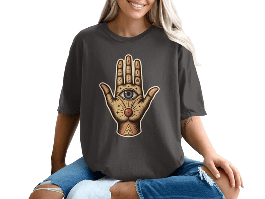 Hamsa Hand With Eye Symbols Graphic Unisex T-Shirt - IconVexa