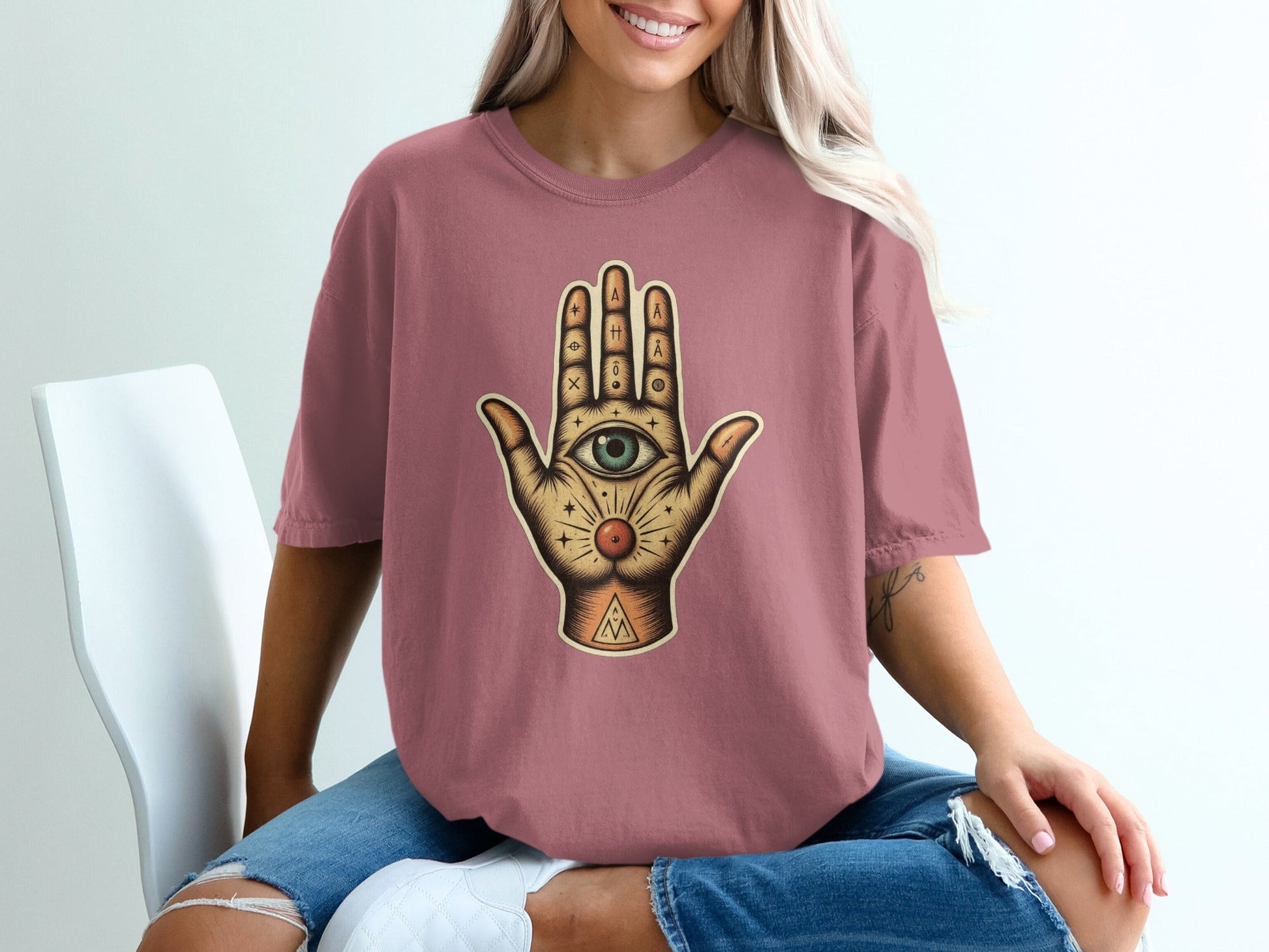 Hamsa Hand With Eye Symbols Graphic Unisex T-Shirt - IconVexa